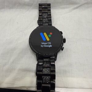 Fossil smart watch venture hr 0292 black crystal band work perfectly like new